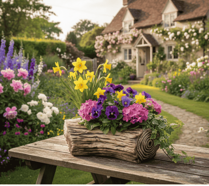 Keramický květináč větev v zahradě